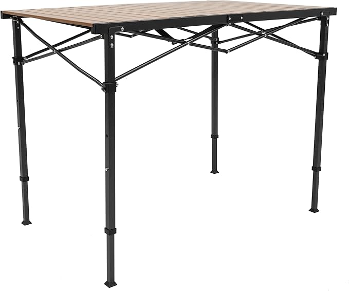 ALPS Mountaineering Overlanding Table Aluminum Roll-Top with Wood-Look Adjustable Height