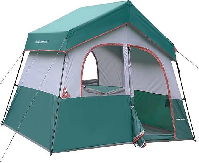 HIKERGARDEN 6-8 Person Camping Tent - Portable Family Cabin Tent for Camp Windproof Fabric Camp Tent Outdoor for Hiking Backpacking Traveling