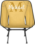 Custom Yellow Portable Camping Chair Personalized Backpacking Chair with Name Lightweight Foldable Chairs for Hiking Beach