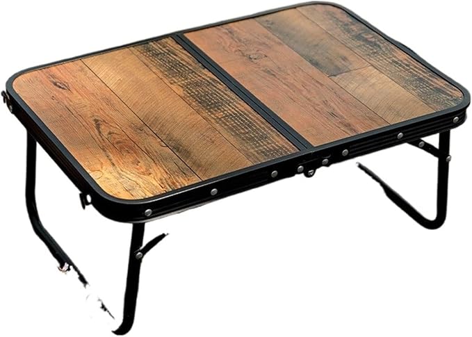 Camp Table Outdoor Folding Table Adjustable Height Lightweight Aluminum Alloy with Wood Grain Surface Portable Hiking Picnic Desk