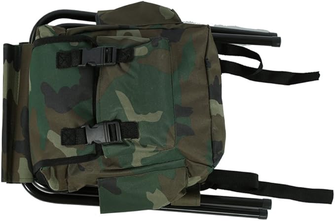 Foldable Camping Fishing Bench Folding Convenient Carrying Seat with Storage Bag Camouflage
