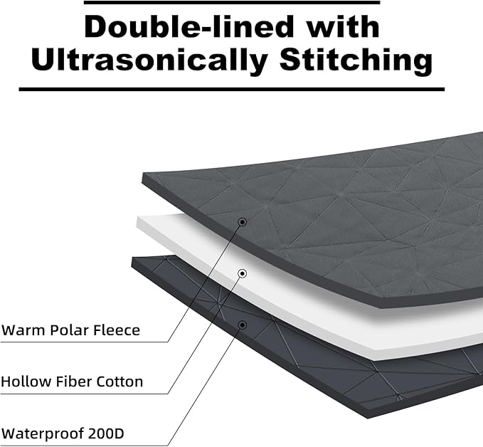 Large Outdoor Waterproof Blanket Extra Thick Fleece Stadium Blanket for Camping Car Pet Picnics - Windproof Wearable Machine Washable 80 x 58 (Black Gray)