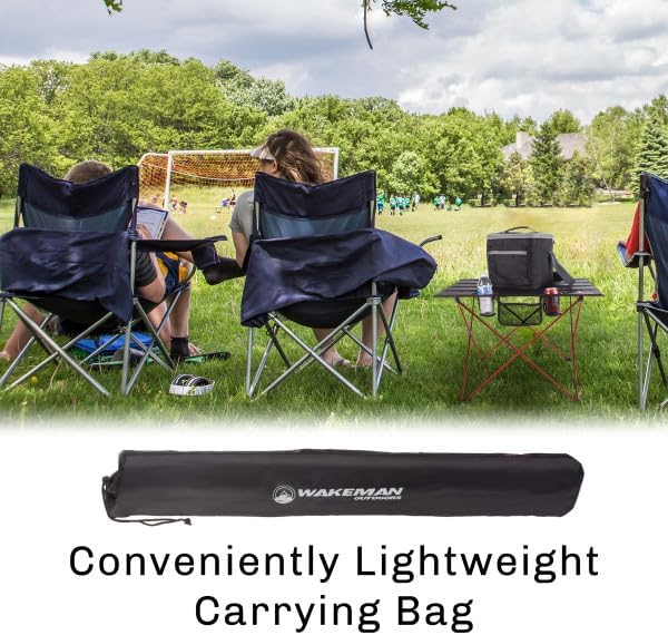 Camp Table - Outdoor Folding Table with 4 Cupholders and Carrying Bag for Camping Beach Picnic Sporting Events and More by Wakeman Outdoors | Outdoor 4 Cupholders Carrying Bag Camping Beach P