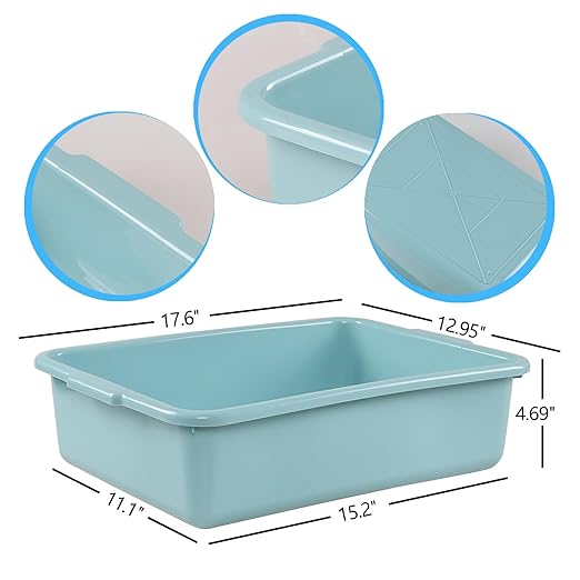 Jekiyo 4 Packs 13 L Commercial Bus Tub Plastic Dishpan Washing Basin