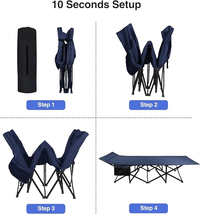 REDCAMP Oversized Heavy Duty Camping cots for Adults 500lbs Extra Wide Tall Portable Sleeping Cots XL Cots for Outdoor or Indoor Office Blue