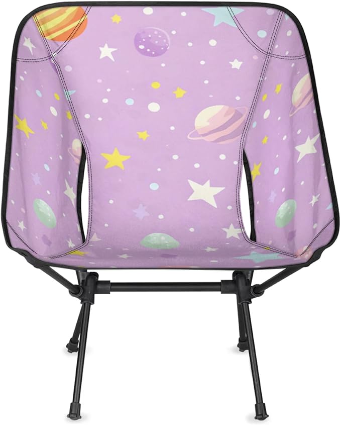 Honeybaby Folding Camping Chair Cartoon Planets Stars Camping Chairs Lightweight Portable Chair Outdoor Foldable Chairs for Camping Travel Picnic Beach Hiking