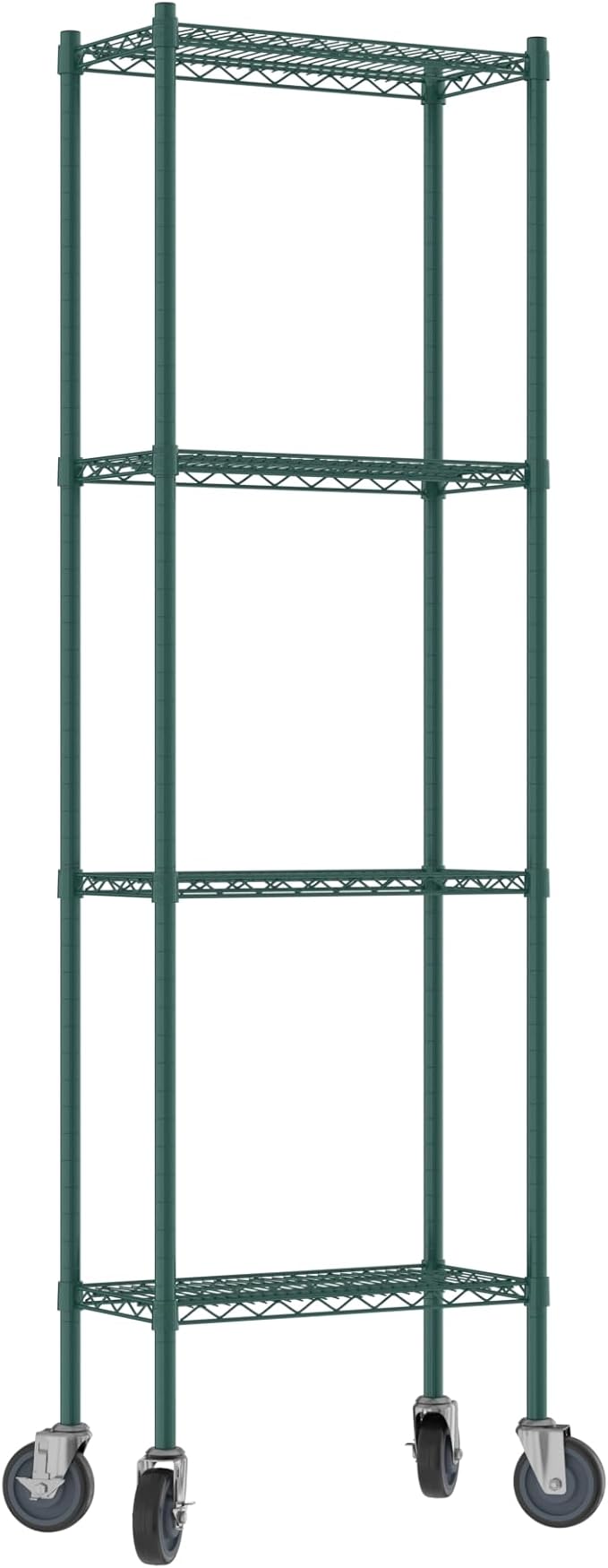 Commercial NSF Listed Green Epoxy Mobile Wire Shelving Kit 12 x 24 x 80 with 4 Shelves Perfect for Warehouse Walk-in Refrigerator Freezer Grocery Store Restaurant Dishroom