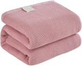 Bnitoam 100% Cotton Waffle Weave Blanket for Bed Couch Sofa 80x92 Ultra Soft Breathable Cooling Cellular Blanket for Adult Lightweight All Season Machine Washable (Pink 80x92)