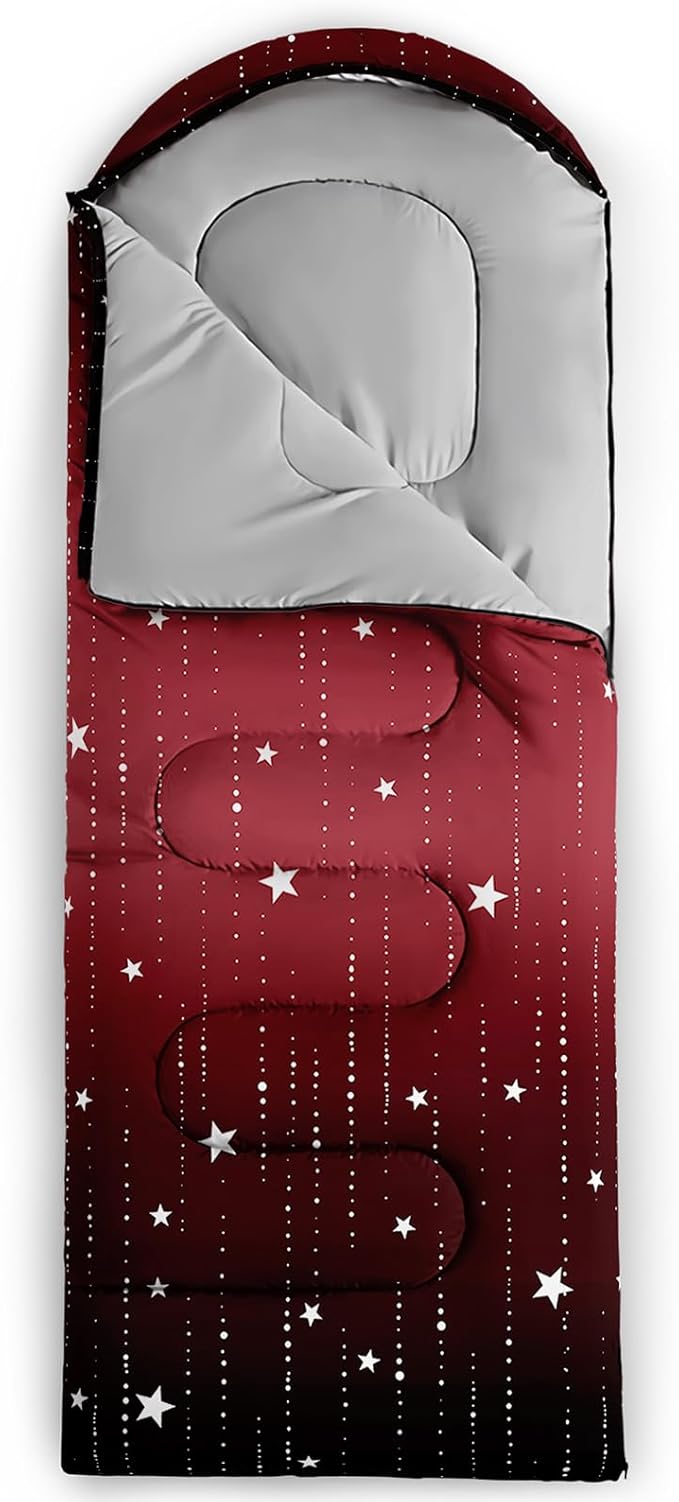 QOOMO Camping Sleeping Bags3 Season Warm &amp Cool WeatherLightweightWaterproof Sleeping Bags for Adults &amp KidsTravelingand OutdoorsCamping Gear Equipment