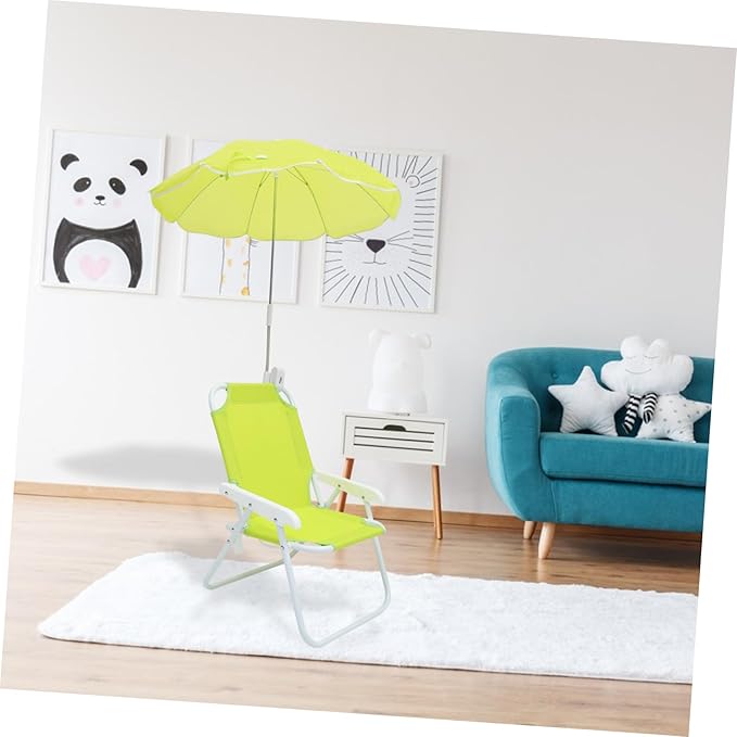 Kisangel 1set Boys and Girls Umbrella Beach Chair Lightweight Portable Sun Block Stool for Outdoor Fun for Boys and Girls Camping Beach Activities Non- Design Storage Convenience