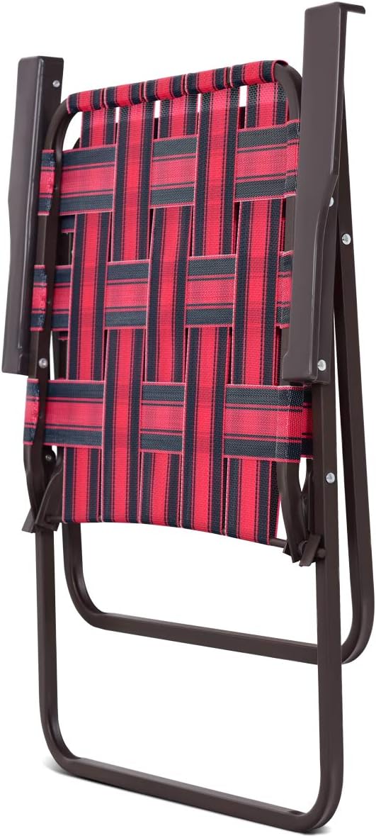S AFSTAR Beach Chair Set of 6 Portable Folding Chairs with Stable Steel Frame &amp Comfort Armrest Load Bearing Up to 265 LBS Lightweight Lawn Chairs 6 PCS Camping Chairs for Outside Outdoor (Red