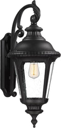Emliviar Farmhouse Outdoor Light Fixtures Wall Mount 28.4 Inch Large Outside Lamp for Porch Outdoor Carriage Light with Seeded Glass Black Finish XE265B BK