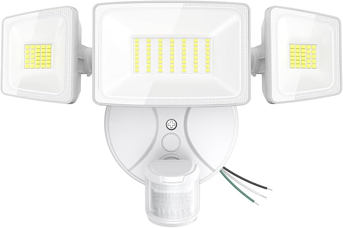 Onforu 75W LED Flood Light Motion Sensor Outdoor 7000lm Dusk to Dawn Flood Light Security Light with Three Head IP65 Waterproof Exterior Floodlight 6500k Wall Light for Entryway Stairs Yard Garage