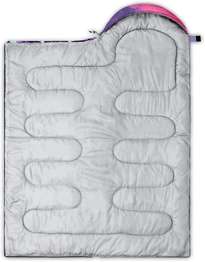 HOSIMA Mermaid Tail Kids Sleeping Bags for Camping Hiking TravelPurple Fish Scale Backpacking Sleeping Bag Sleep Away Camp Stuff for Girls4 Seasons Lightweight Sleeping Bags for Adults.