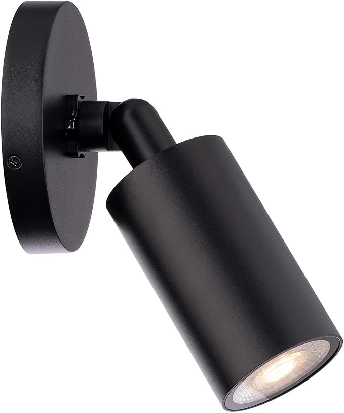 Cylinder LED Single Adjustable Indoor or Outdoor Wall Light 3000K in Black