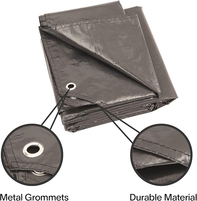 Alvantor Heavy Duty Tarp Waterproof 6'-10'-12'-15' Tarpaulin Ground Trailer with Rust Grommet Weather Resistant Cover Outdoor Camping 10 Mil Thick PE Floor Lightweight Mat