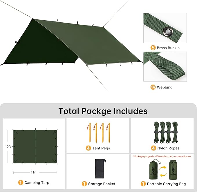 Free Soldier Waterproof Portable Tarp Multifunctional Outdoor Camping Traveling Awning Backpacking Tarp shelter Rain Tarp