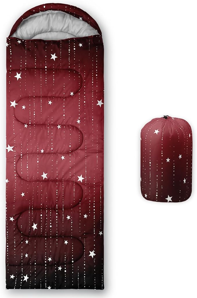QOOMO Camping Sleeping Bags3 Season Warm &amp Cool WeatherLightweightWaterproof Sleeping Bags for Adults &amp KidsTravelingand OutdoorsCamping Gear Equipment