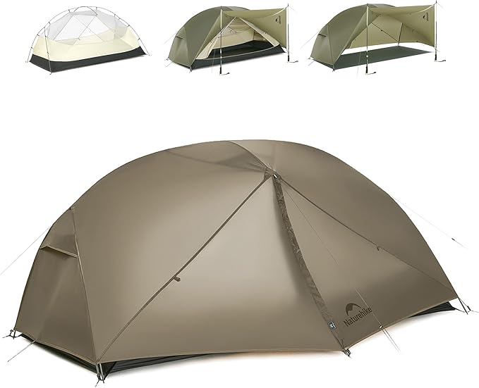 Naturehike 2025 Mongar Pro/Base Camping Tent 1-3 Person Ultralight Backpacking Tent 20D Nylon 3 Season Waterproof Mongar 2 Person Hiking Tent for Backpacker Trip Solo Camping