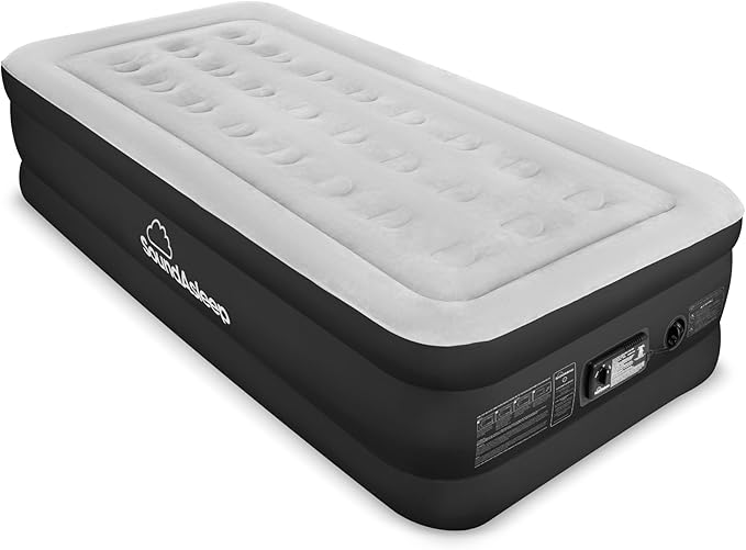 SoundAsleep Products Dream Series Luxury Air Mattress ComfortCoil Technology Built-in High Capacity Pump for Home Camping- Double Height Adjustable Inflatable Blow Up Portable (Twin XL Size)