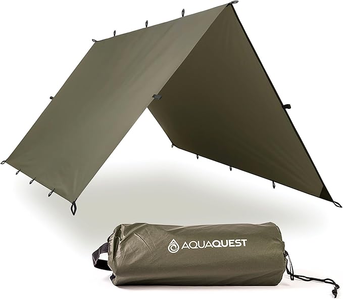 AquaQuest Defender Tarp – Heavy-Duty Waterproof (20000 mm) Seam-Taped Rain Fly for Camping Bushcraft &amp Survival