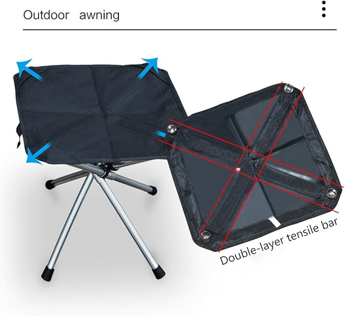 Portable Stool 13.8 Inch High Small Folding Chair Telescopic Compact Foldable Stool with Carry Bag for Camping Hiking Outdoor Concert