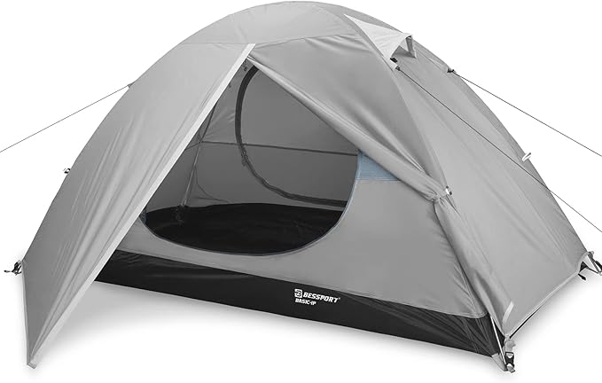 Bessport Camping Tent 1/2 Person Tent Waterproof Two Doors Backpacking Tent Easy Setup Lightweight for Outdoor Hiking Mountaineering Travel