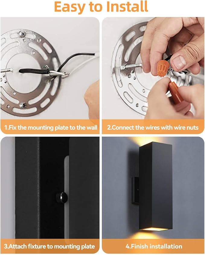 SHIMR Dusk to Dawn Outdoor Lighting 2 Pack Modern Exterior Lighting Fixtures Wall Mount with E26 Base Aluminum Anti-Rust Outdoor Sconce Lights Up and Down Outside Lights for House Porch Garage
