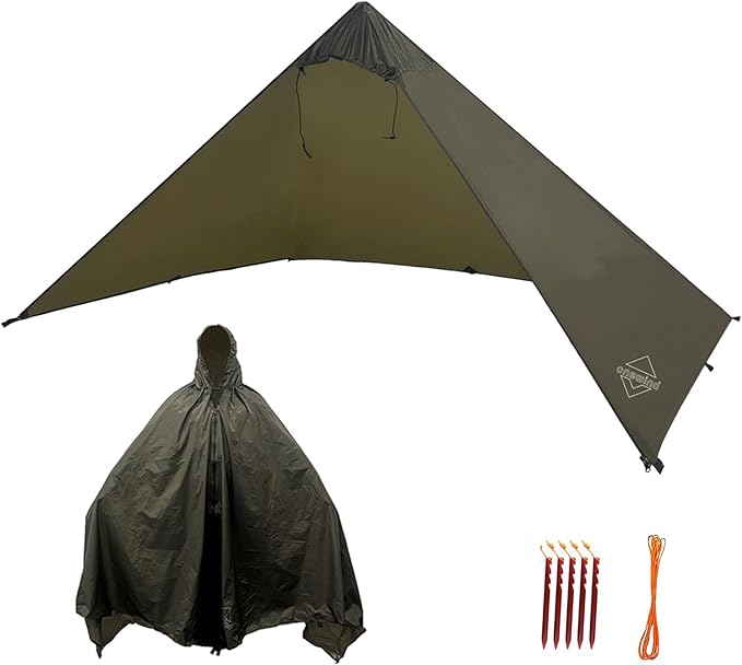 Onewind Lightweight Poncho Shelter Solitary Shelter Cape Silnylon Emergency Survival Shelter Ultralight Minimalist Shelter for Camping Hiking Backpacking Bug Out Bag