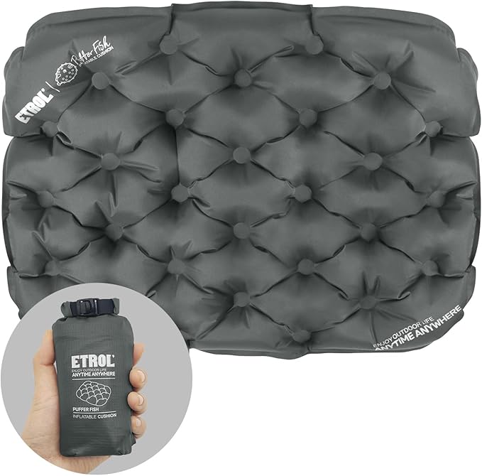 Inflatable Seat CushionPortable Lightweight Travel Air Sitting Pad - 17.3''x13.4''x2''Moisture and Water Resistant Camping Chair Mat for Outdoor Office Stadium Bleacher Airplane Car