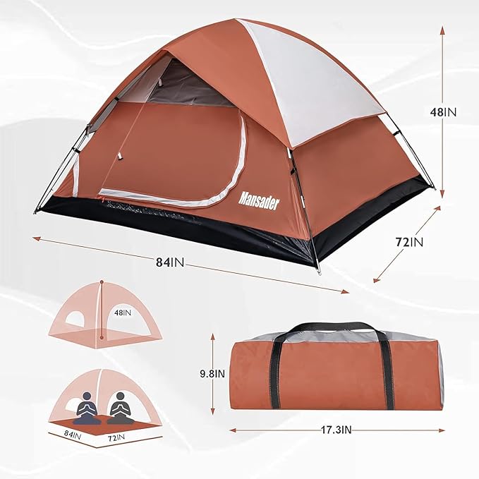 Camping Tent Waterproof 2/3/4 Person Tents for Camping Lightweight Easy Set Up Outdoor Hiking Tent Backpacking Tent with Carry Bag Backpack Tent Suit for Family Beach Hiking Travel