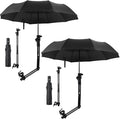 2 Pcs Beach Umbrella with Adjustable Universal Clamp Upf 50+ Automatic Open and Close Windproof Travel Portable Golf Umbrella for Beach Chair Stroller Fishing