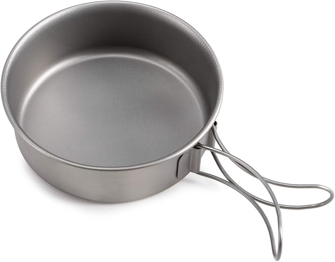 Titanium Bowls 3pcs Titanium Bowls Set Ultralight Titanium Dinner Bowl Pan with Foldable Handles for Outdoor Camping Hiking Picnic