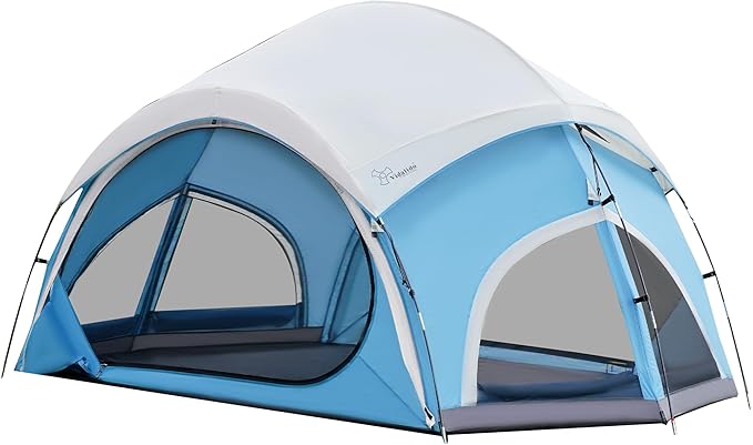 Vidalido 3-4 Person Camping Tent with 2 Large Mesh Door 4 Mesh Window Family Tents Double Layer Waterproof Portable Easy Setup Camp Tent Canvas Dome Tents for Camping Outdoor Hiking and Backpacking