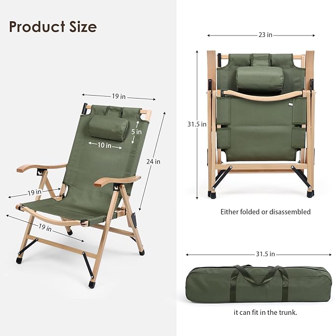Reclining Camping Chairs with 3-Level Adjustments Folding Beach Chairs for Heavy Duty Use Includes Carry Bag for Outdoor Convenience