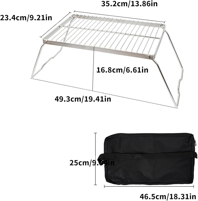 Folding Barbecue Table Stainless Steels Grilling Table With Legs Camping Tables Foldable Camping Equipment Stove Rack