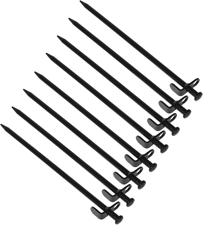Kisangel 8pcs Heavy Duty Steel Ground Stakes 30cm Camping Pegs Yard Anchors for Outdoor Tent and Tarp Shelter Accessories
