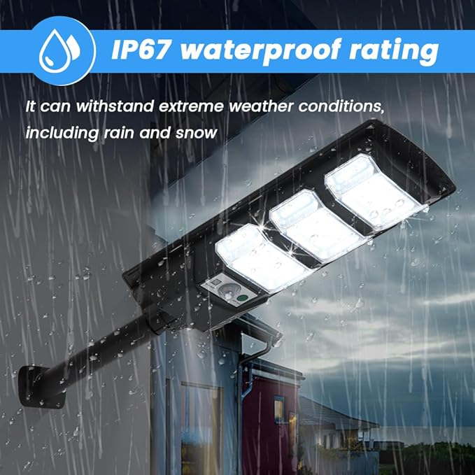 Solar Street Lights Outdoor 2 Pack 6500K Wide Angle LED Solar Flood Lights with Motion Sensor &amp Remote Dusk to Dawn Wall Mount Waterproof Street Light for Yard Parking Area Lighting