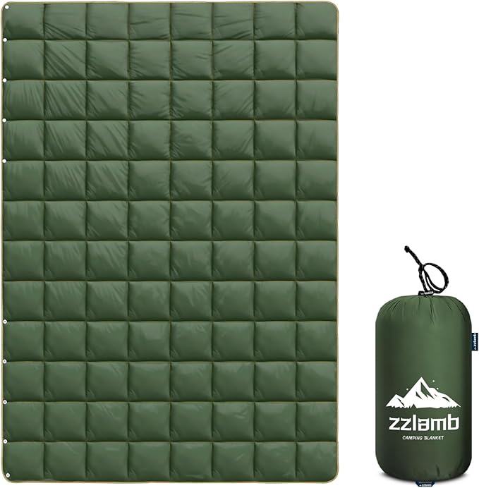 zzlamb Camping Blanket Compact Lightweight Soft Puffy Blanket Water-Repellent Packable Warm Quilt Down Alternative Picnic Hiking Backpacking Beach Travel RV Airplane Couch Car