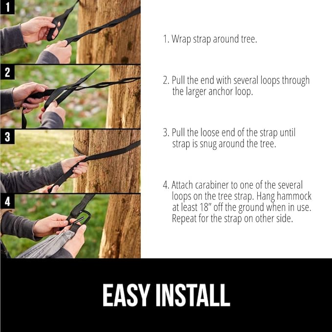 GORILLA GRIP Durable Camping Hammock with Heavy Duty Tree Straps Portable Hammocks for Outside Easy to Use Travel Swing Chair Outdoor Camper Hiker Essentials Backpacking Gear Gifts Double Orange