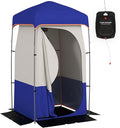 Outsunny Portable Shower Tent Privacy Shelter Camping Dressing Changing Tent Room with Solar Shower Bag Floor and Carrying Bag Blue