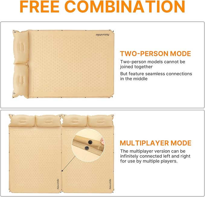 Naturehike Camping Sleeping Pad with Quick-Inflating Ultralight Memory Foam Sleeping Mat for Camping Backpacking Hiking Traveling Tent Yellow