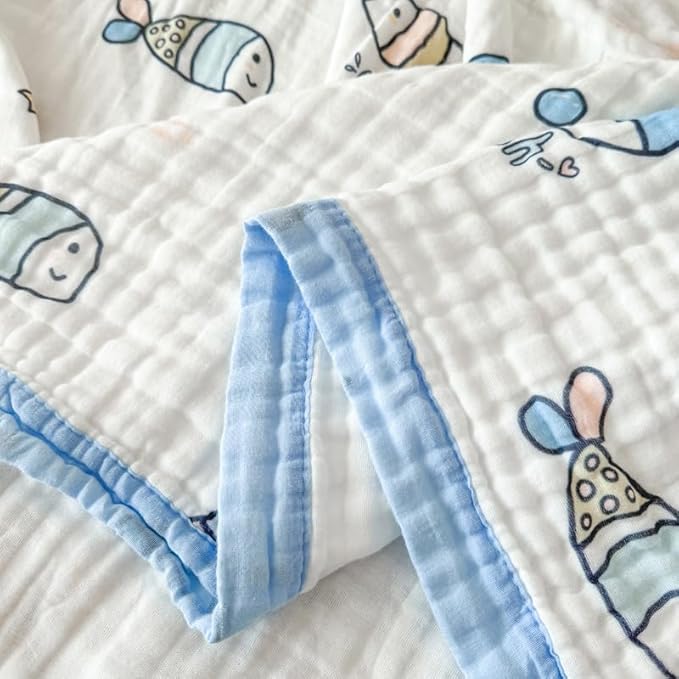 ITFRO Cooling 6 Layer Cotton Muslin Blanket For Hot Sleepers Twin Size 60x80 Inches Whale Soft Breathable Lightweight Reversible Summer Gauze Blanket for Adults Couch Sofa Bed Camping (Whale 60x80)