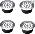 18W Outdoor In Ground LightsDiameter 8 inchesWired Landscape Lighting WaterproofWhite 6500KHigh Voltage 110V 120V Well Lights for WalkwayDrivewayPathwayPack of 4