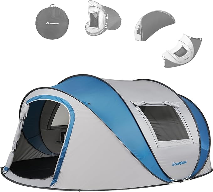 EchoSmile Instant Pop Up Camping Tent 2/4/6 Person Easy Setup Tent Water Resistant Dome Portable with Carry Bag