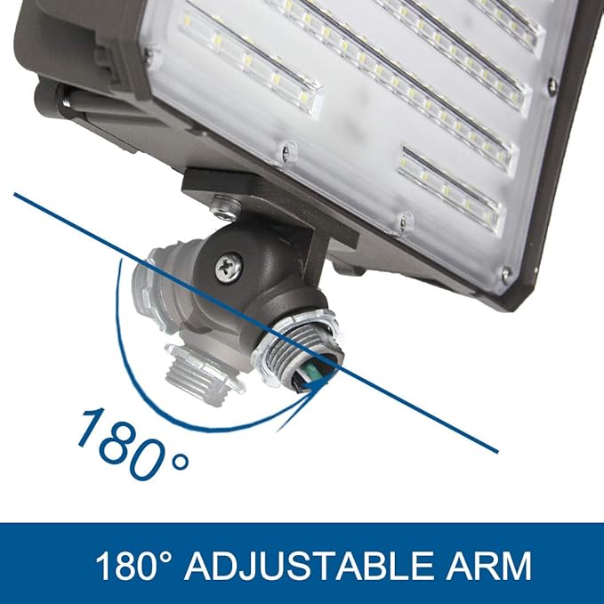 DAKASON 2 Pack 100W LED Flood Light Outdoor Dusk-to-Dawn Photocell Adjustable Knuckle Mount 13000LM 5000K Replaces 350W HPS/MH 100-277Vac IP65 Waterproof Security Lighting Fixture ETL Listed