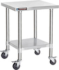 DuraSteel 30x18 NSF Stainless Steel Cart Work Table - Heavy Duty Rolling Food Prep Table - Metal Utility Cart on Wheels Caster Grill Stand Microwave Outdoor Kitchen Tables Countertop Island Large Top