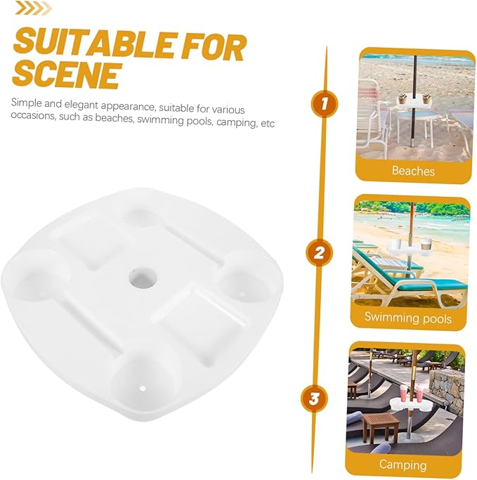 UPKOCH Umbrella Table Tray for Beach with Drink Holders Plastic Outdoor Umbrella Tray for Snacks and Beverages for Patio Use