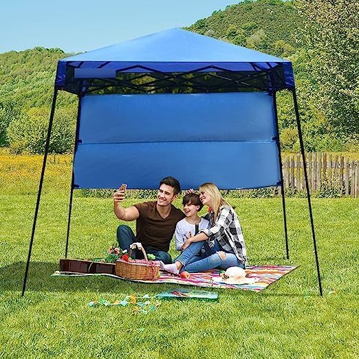 Fireflowery 7’ x 7’ Pop Up Canopy Tent Portable Shelter Canopy w/Backpack Outdoor Instant Canopy Tent Lightweight &amp Compact for Hiking Fishing Camping Picnic (7'x7' Base 6'x6' top)