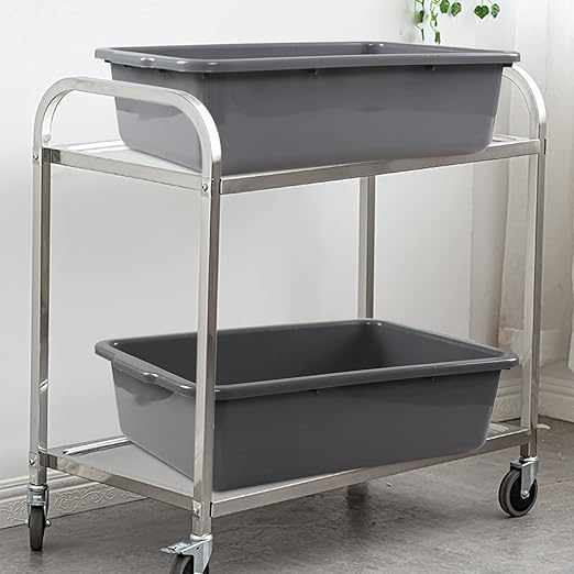 4 Pack Commercial Bus Box 32 L Plastic Bus Tubs Gray